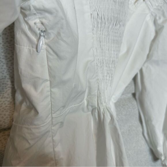 P.A.R.O.S.H Shirred White Puff Sleeve Cotton Blouse | S - Picture 9 of 11